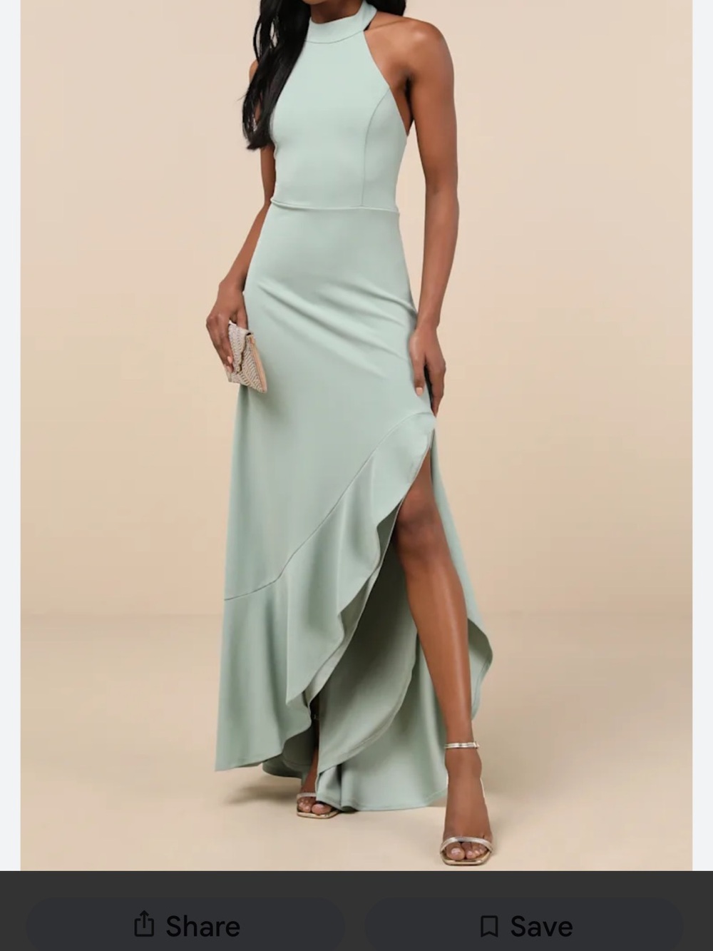 Lulu's Sage Green Halter High-Low Maxi Dress